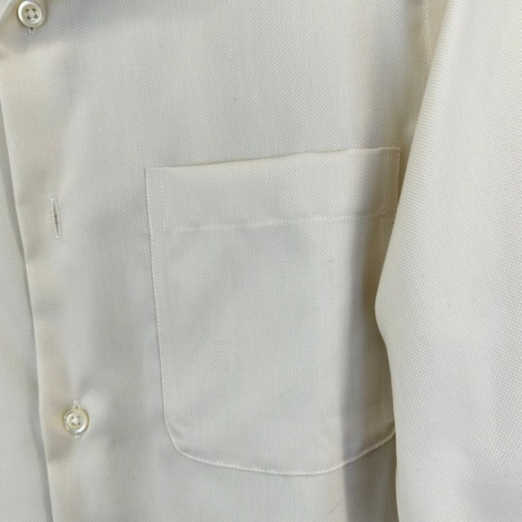 Pronto Uomo Mens Slim Fit Non Iron Cotton Dress Shirt Size 14 Cream - Picture 4 of 5